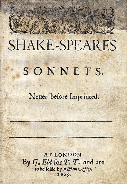 Símile de uma edição de 1609 dos sonetos Shakespearianos